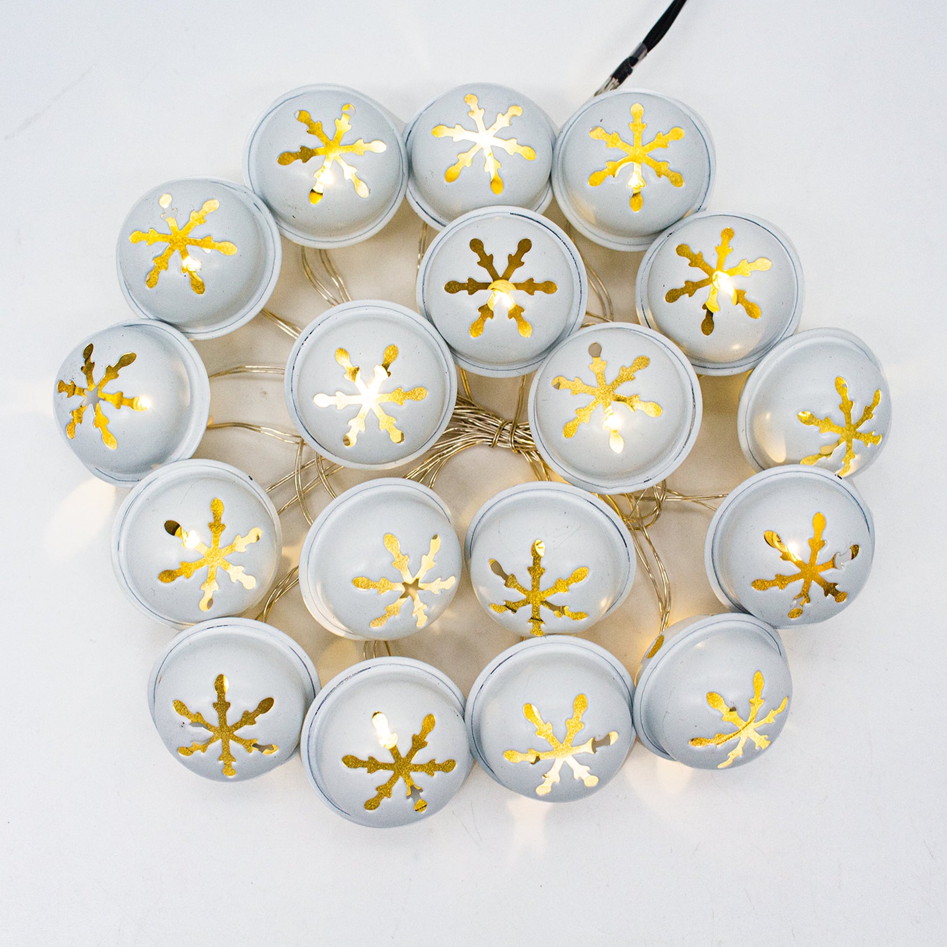 18-Count White Bell Christmas String Lights, Battery Operated