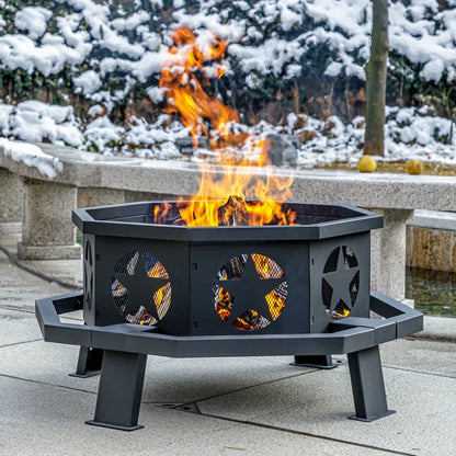 Antheny 35/42 Inch Wood Burning Fire Pit, Outdoor Firepit