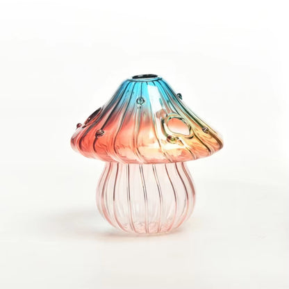 Colourful Mushroom Vase Creative Hydroponic Transparent Glass Aromatherapy Vase Living Room Dining Room Desktop Art Decoration