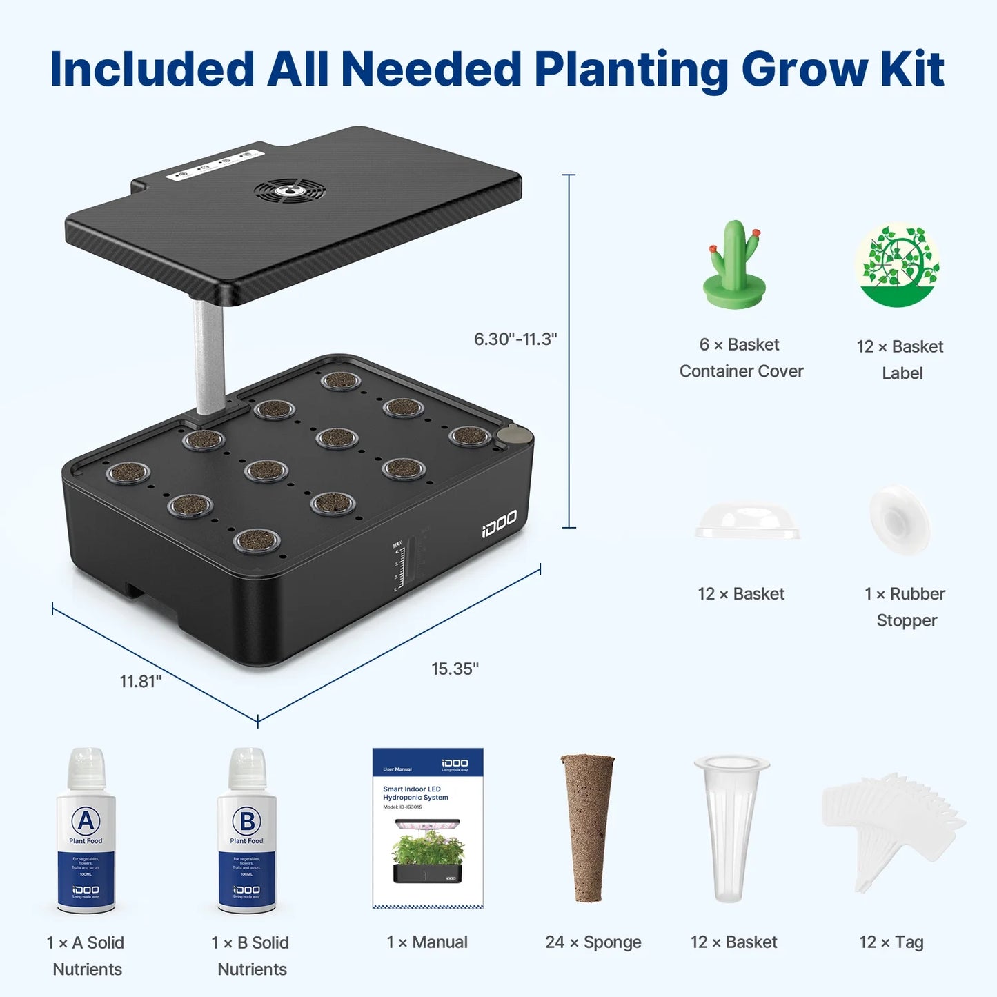 Wifi 12 Pods Hydroponics Growing System, Smart Indoor Grow System Kit with APP Control