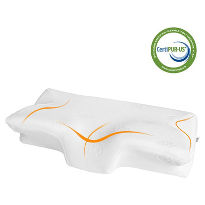 Cervical Pillow Memory Foam Orthopedic Pillow for Neck Pain Sleeping Side & Back & Stomach Sleeper with White Pillowcase