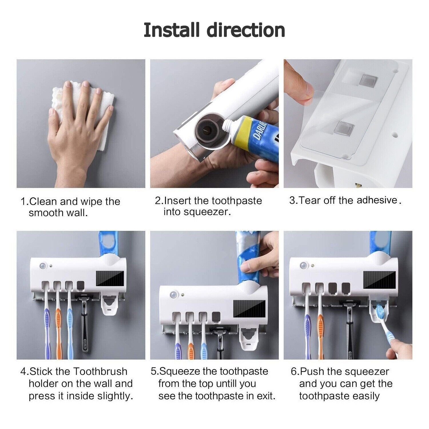 UV Light Sterilizer Toothbrush Holder Cleaner and Automatic Toothpaste Dispenser