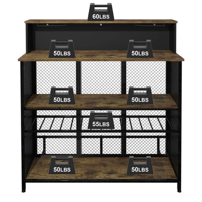 Home Bar Unit Mini Bar Liquor Bar Table with Storage and Footrest