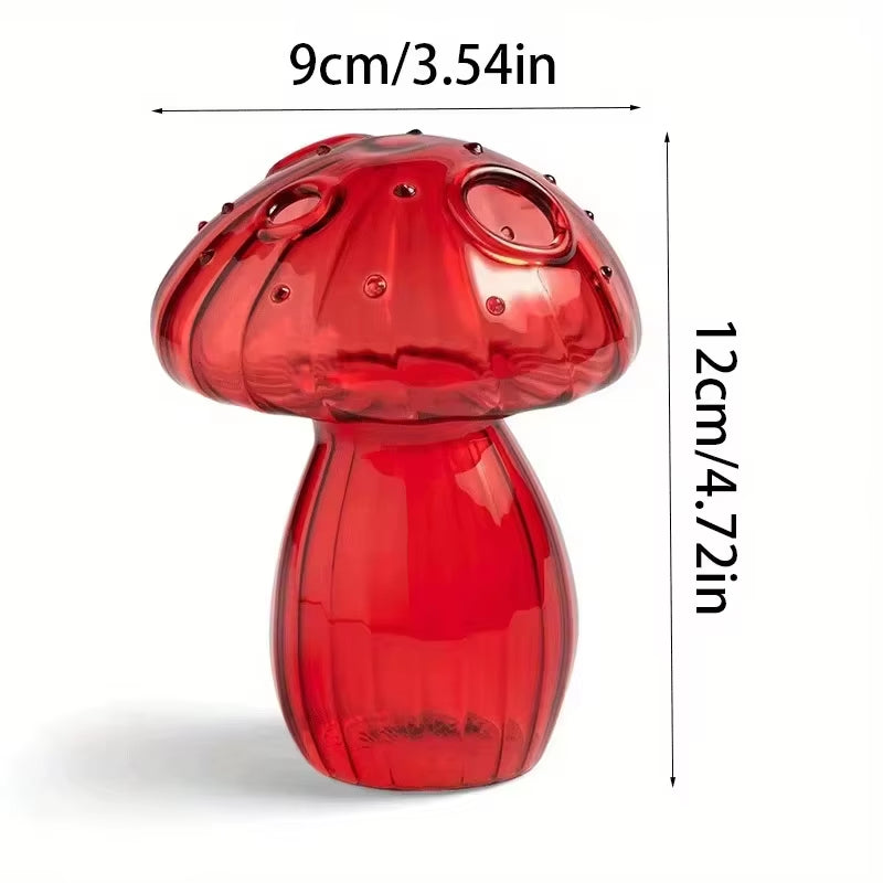 Colourful Mushroom Vase Creative Hydroponic Transparent Glass Aromatherapy Vase Living Room Dining Room Desktop Art Decoration